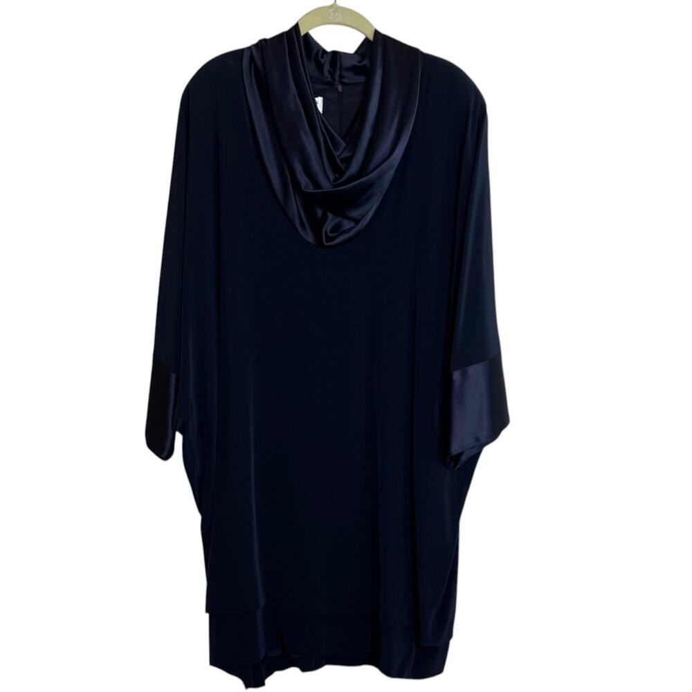 Jones New York Dress Cowl Neck Satin Trim Batwing Size 18 Black Vintage